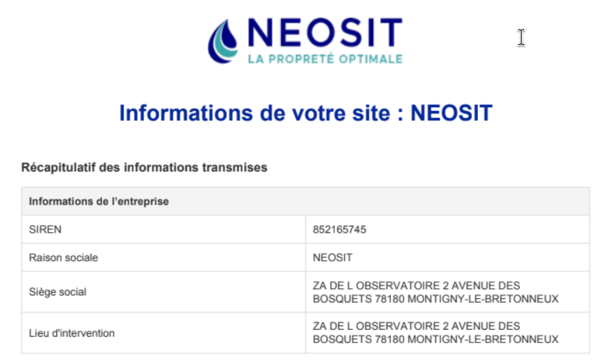 Image du rendu du PDF avec le logo intégré dans l'entête du document